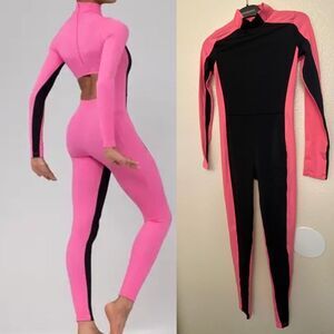 Weissman Elite Dance Costume unitard jumpsuit pink black Destinations MT11202 LC